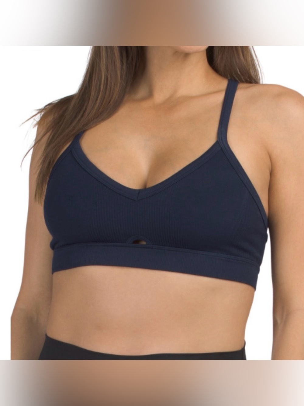 Alala Navy Ribbed V-Neck Sports Bralette